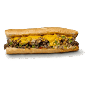 Philly Cheesesteak sandwich with melted cheese and grilled steak