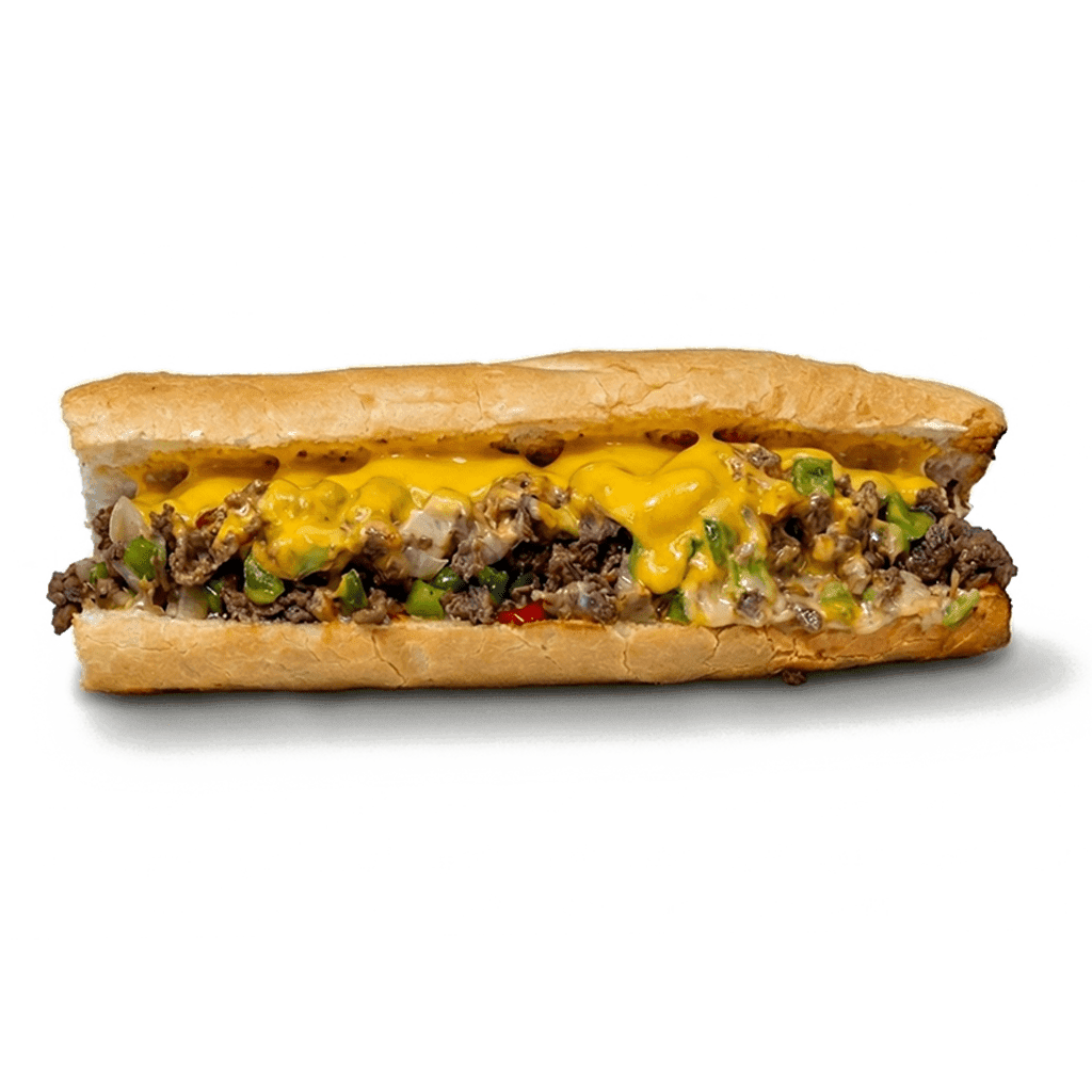 Philly Cheesesteak sandwich with melted cheese and grilled steak