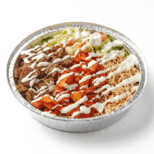 Combo Platter with chicken and lamb over basmati rice