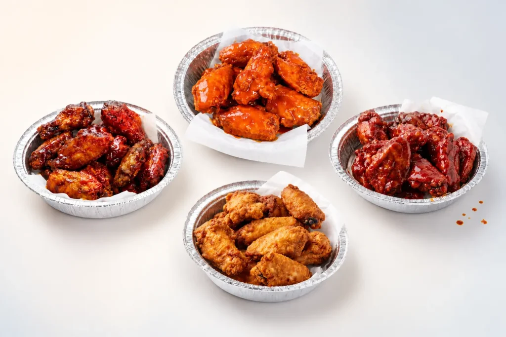 Halal Crispy Bites chicken wings featuring Buffalo, BBQ, Honey BBQ, and classic crispy wings served fresh in Baltimore.