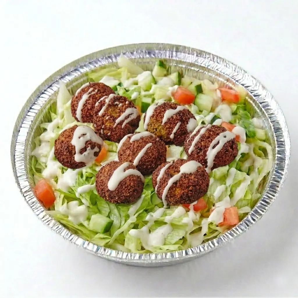 Falafel Salad Platter served fresh at Halal Crispy Bites