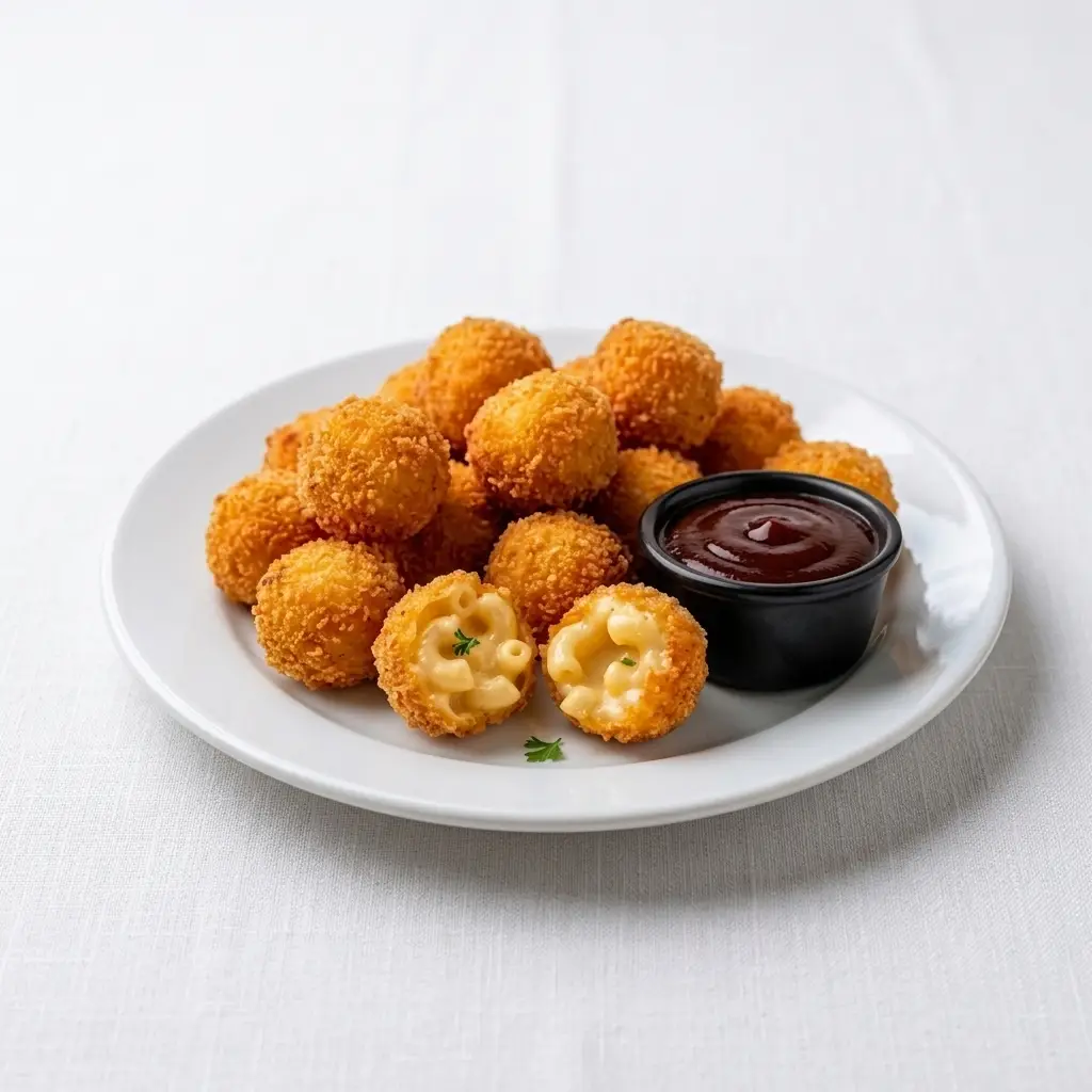 Crispy Mac and Cheese Bites with creamy macaroni and melted cheese at Halal Crispy Bites in Baltimore