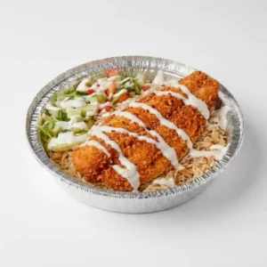 fish over rice platter